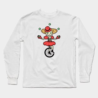 Vintage Creepy Circus Juggler on Unicycle Long Sleeve T-Shirt